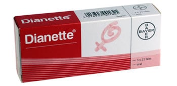 Boite de pilule Diane 35 (Dianette) de Bayer